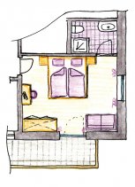 Doppelzimmer mit Balkon und Panoramablick